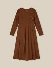 Silvia Button Stretch Corduroy Midi Dress, Tan (TAN), large