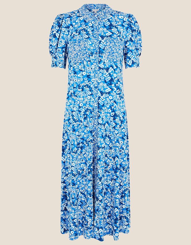Darella Ditsy Print Jersey Shirt Dress , Blue (BLUE), large
