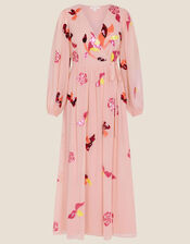 Jenny Embellished Wrap Dress in Recycled Polyester, Nude (NUDE), large
