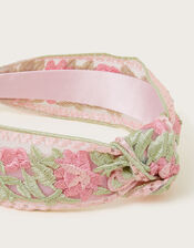 Embroidered Floral Knot Headband, , large