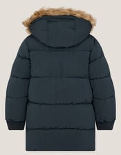 Mid Length Puffer Coat, Blue (NAVY), large