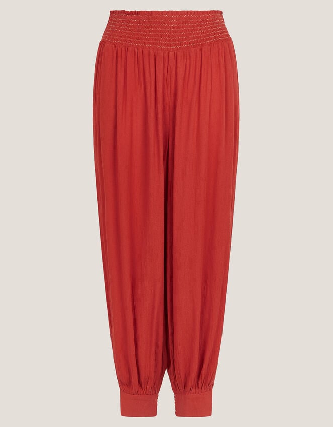 Reese Shirred Harem Trousers, Orange (RUST), large