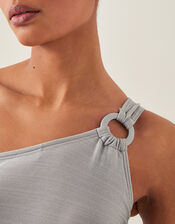 Kimi Glitter One-Shoulder Swimsuit, Silver (SILVER), large