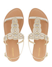 Marnie Embellished Metallic Sandals, Gold (GOLD), large
