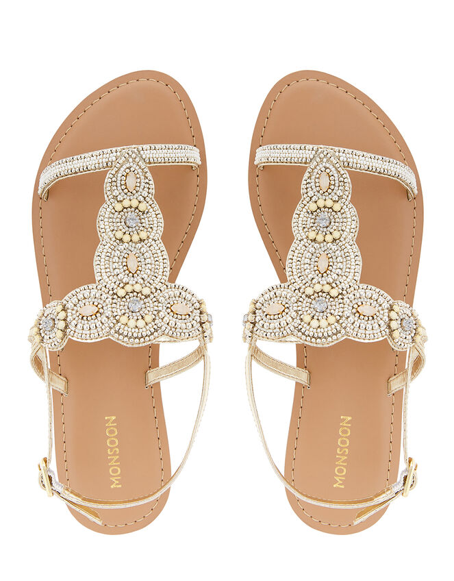 Marnie Embellished Metallic Sandals, Gold (GOLD), large