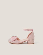 Bow Glitter Chunky Heels, Pink (PINK), large