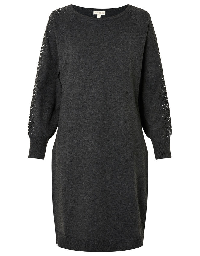 Metallic Gem Sleeve Dolman Dress, Grey (CHARCOAL), large