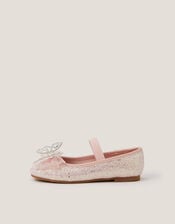 Sparkle Butterfly Ballet Flats, Pink (PINK), large