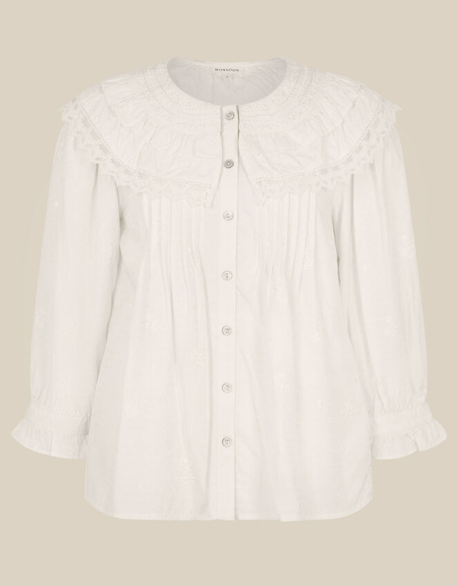 Auren Lace Collar Blouse, White (WHITE), large