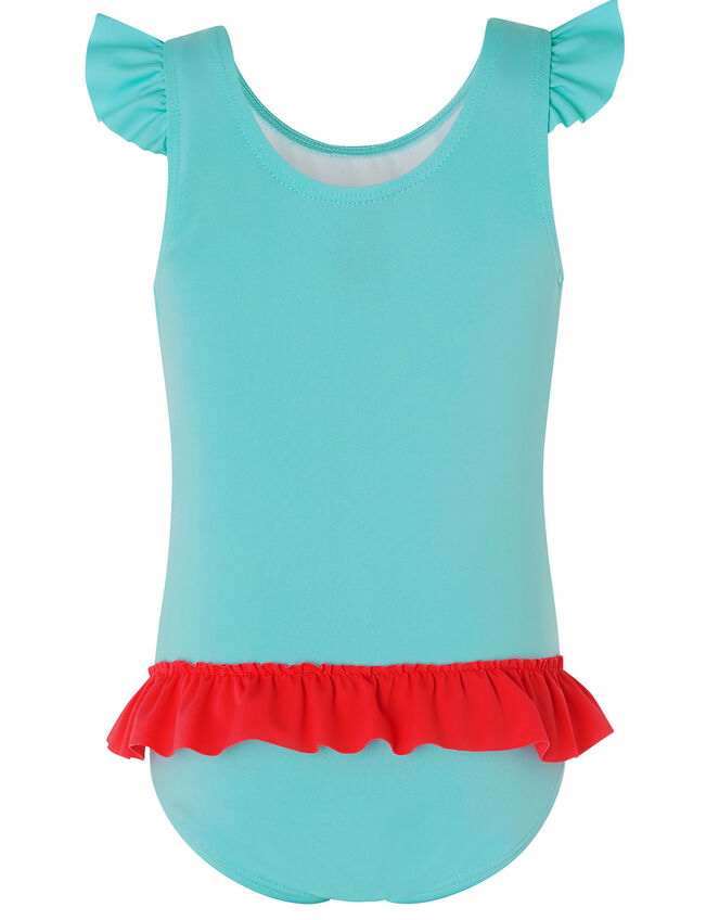 Baby Cora Flamingo Swimsuit with Recycled Polyester, Blue (TURQUOISE), large