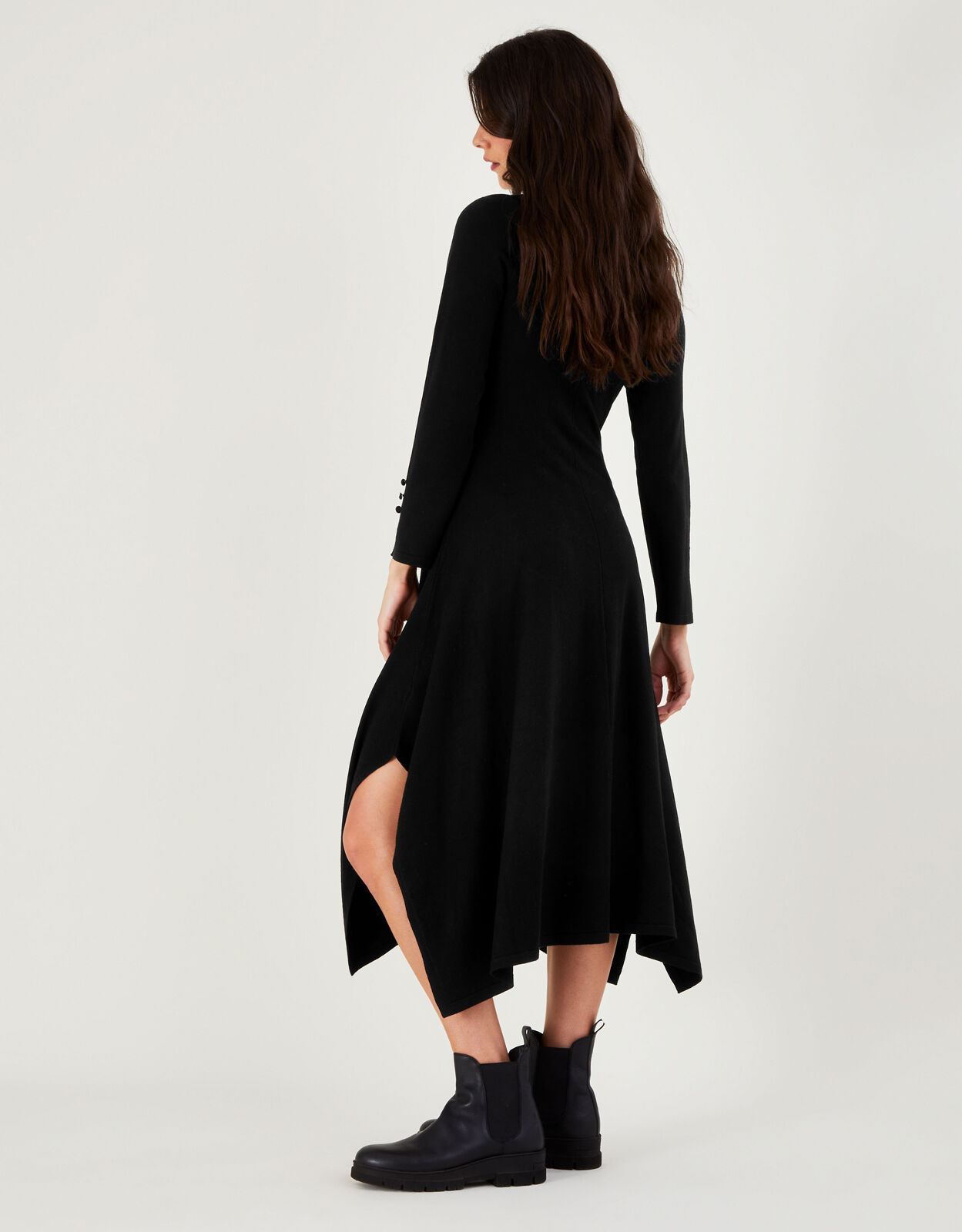 Cut Out Hanky Hem Dress with LENZING ECOVERO Black