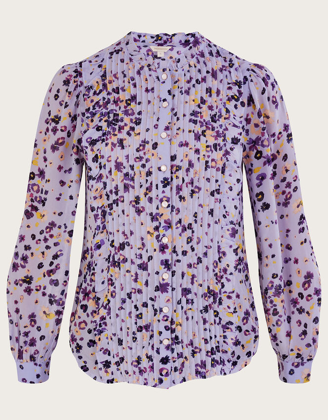 Blossom Pin Tuck Blouse in Sustainable Viscose, Purple (LILAC), large