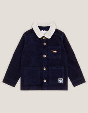 Corduroy Borg Collar Shirt, Blue (NAVY), large