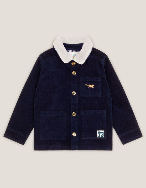 Corduroy Borg Collar Shirt, Blue (NAVY), large