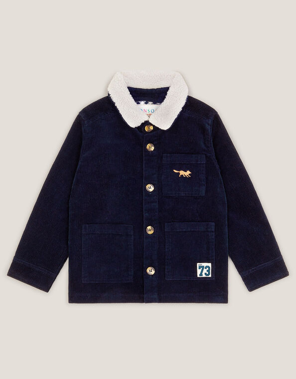 Corduroy Borg Collar Shirt, Blue (NAVY), large