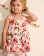 Baby Roses Print Dress and Shorts Set, Pink (PINK), large