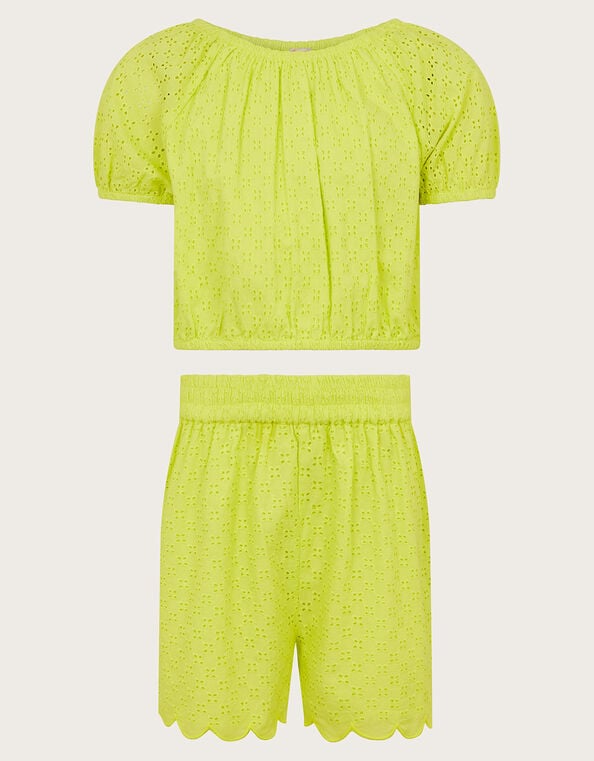 Two-Piece Broderie Set, Green (LIME), large