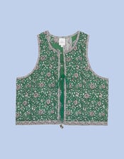 Petite Mendigote Floral Embellished Vest, Green (GREEN), large