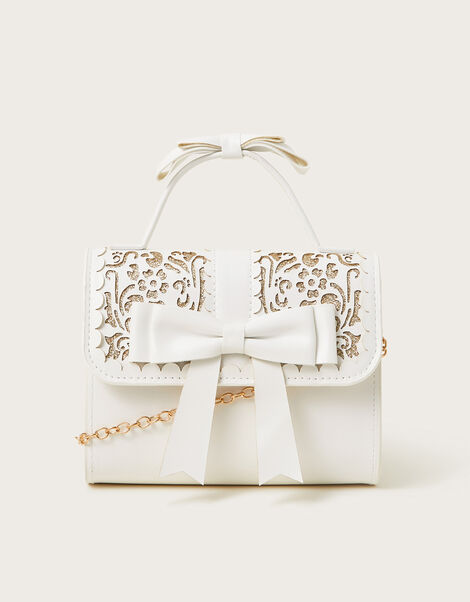 Glitter Cutwork Floral Bow Bag, , large
