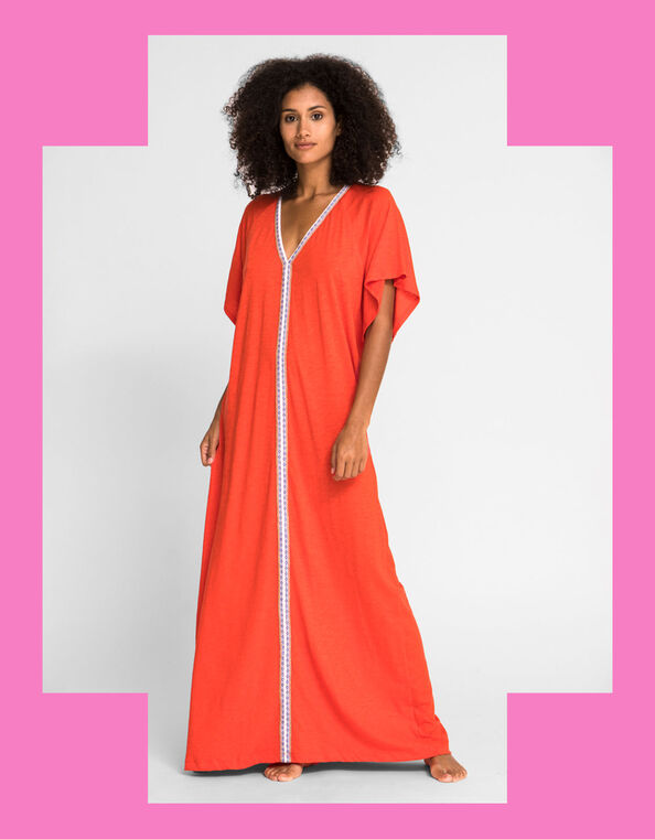 Pītusa Pima Abaya Maxi Dress, Orange (ORANGE), large