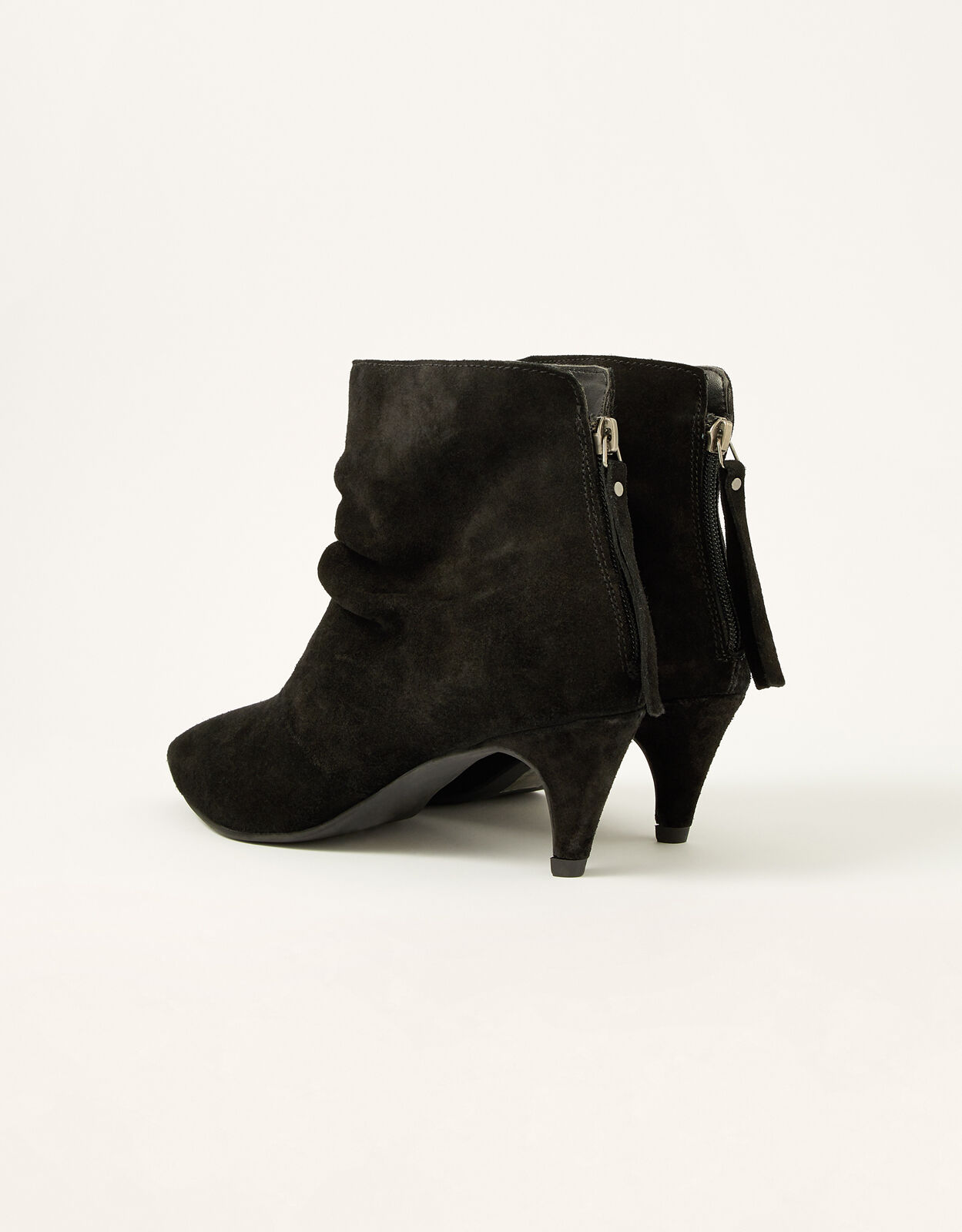 Slouch Suede Kitten Boots Black