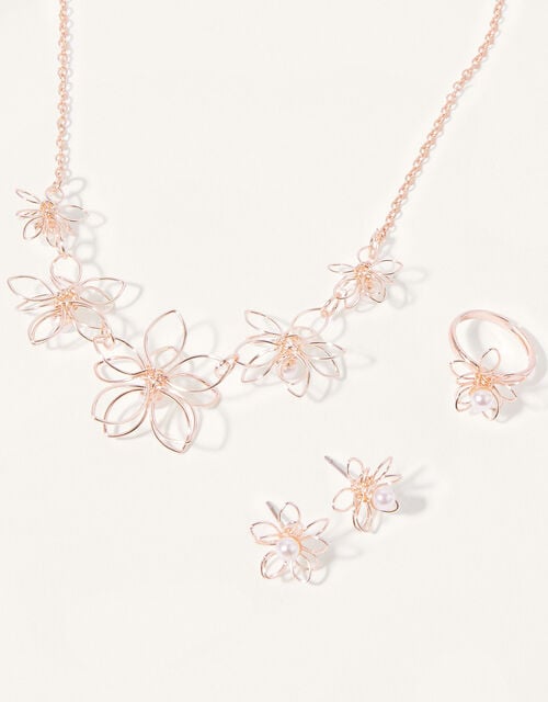 Wire Flower Jewellery Set, , large