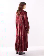 East Brogan Sequin Velvet Tiered Maxi Dress, Red (BERRY), large