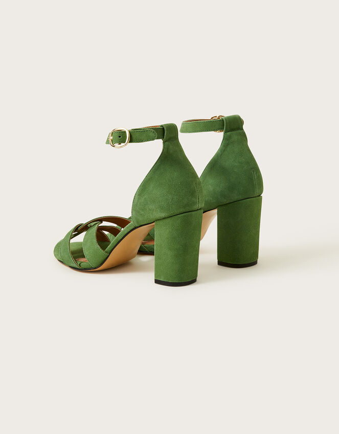 Suede Closed Back Heeled Sandals, Green (GREEN), large