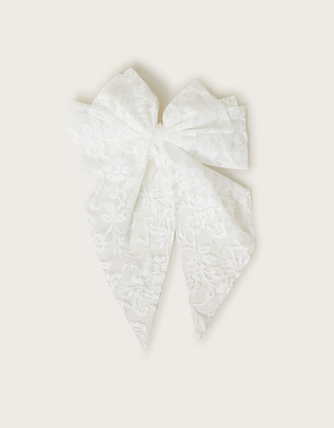 Lace Bow Bridesmaid Hair Clip, , large