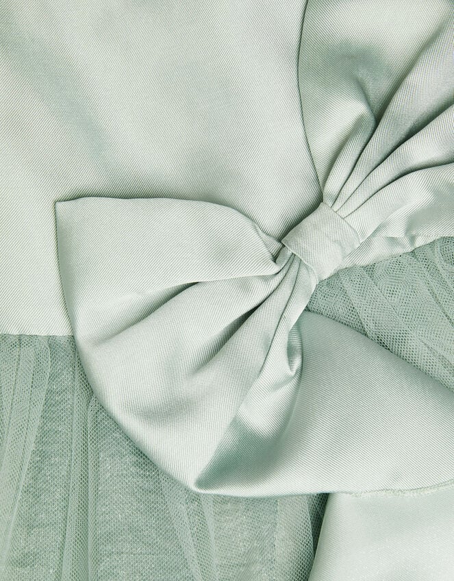 Baby Waterfall Bow Tulle Dress , Green (SAGE), large