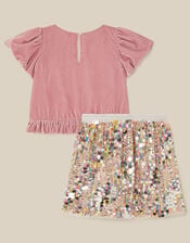 Zoe Velvet Top & Sequin Skirt Set, Multi (MULTI), large