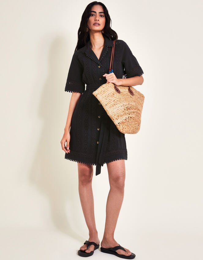 Amelia Shirt Dress, Black (BLACK), large