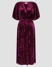 Valle Puff Sleeve Velvet Midi Dress, Red (BERRY), large