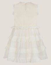 Crochet Yoke Ruffle Dress, Ivory (IVORY), large