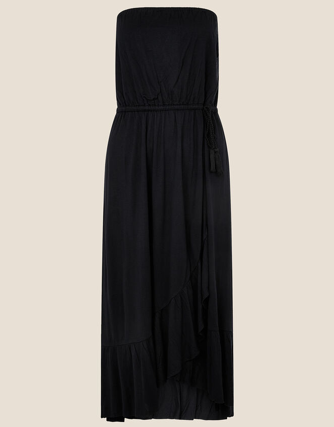 Plain Midi Bandeau Dress , Black (BLACK), large