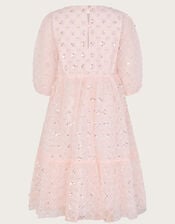 Gracie Long Sleeve Beaded Tunic Dress, Pink (PINK), large