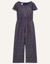 Bexley Glitter Print Jumpsuit , Blue (NAVY), large