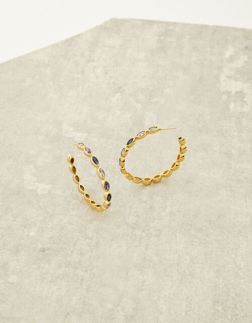 Gold-Plated Jewel Hoop Earrings , , large