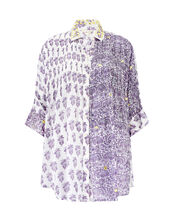 East Aoki Oversized Woodblock Shirt, Purple (LILAC), large