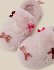 Bow Fluffy Slippers, Pink (PINK), large