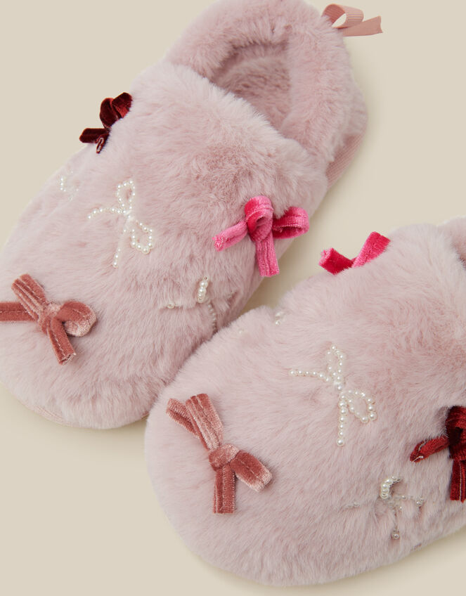 Bow Fluffy Slippers, Pink (PINK), large