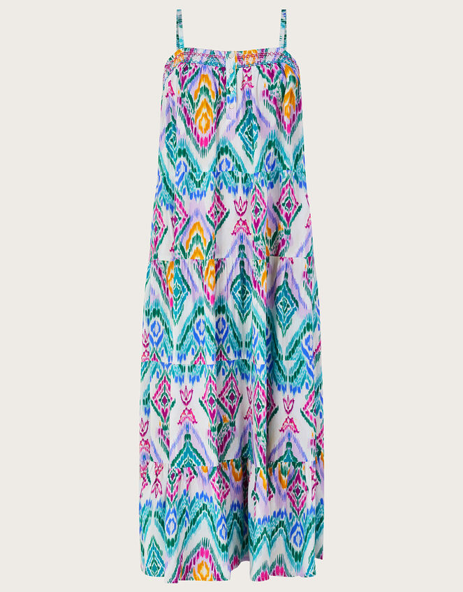 Ikat Print Tiered Cami Dress, VIOLET, large