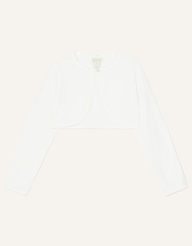 Super Soft Faux Fur Collar Cardigan, Ivory (IVORY), large
