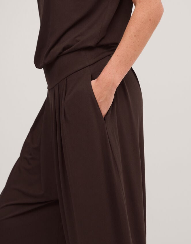 Dilly Short Sleeve Jersey Jumpsuit, Brown (CHOCOLATE), large