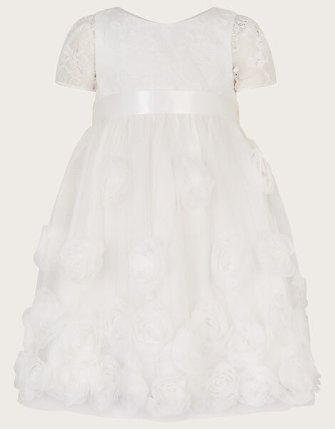 Baby 3D Roses Christening Dress White, White (WHITE), large