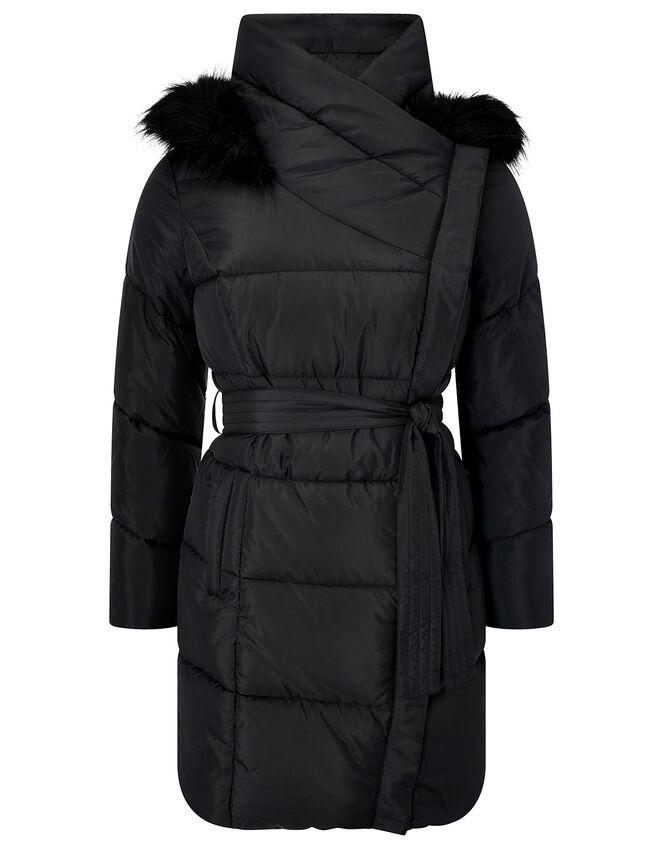 Patsy Long Padded Coat in Recycled Fabric, Black (BLACK), large