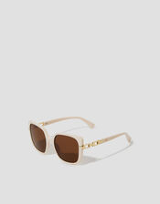 Link Square Sunglasses, Cream (CREAM), large