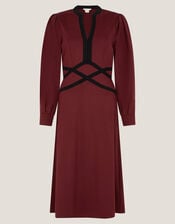 Julia Jersey Midi Dress, Red (BURGUNDY), large