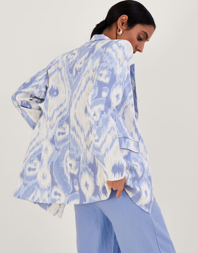Peggy Blazer in Linen Blend, Blue (BLUE), large