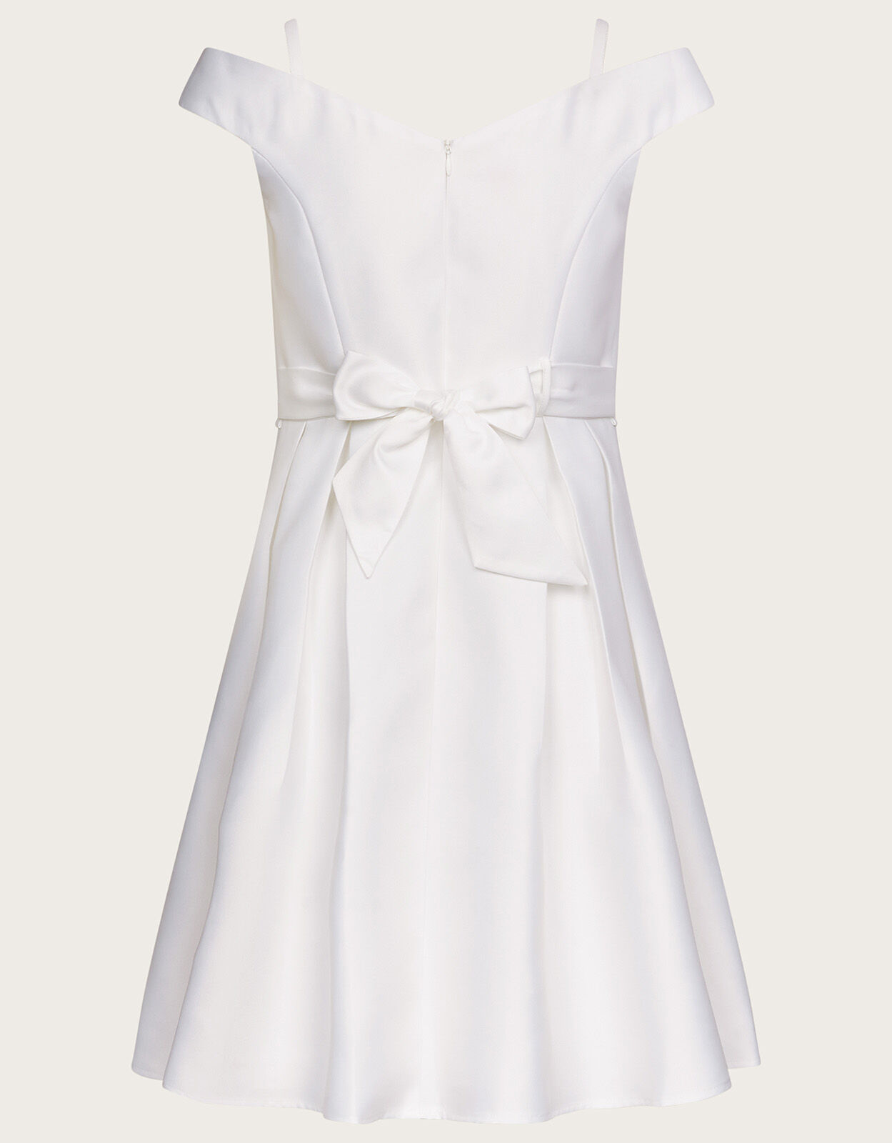 Duchess Twill Bardot Prom Dress Ivory